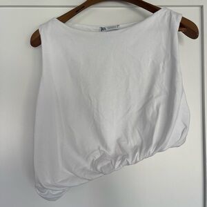 Zara white crop top asymmetrical